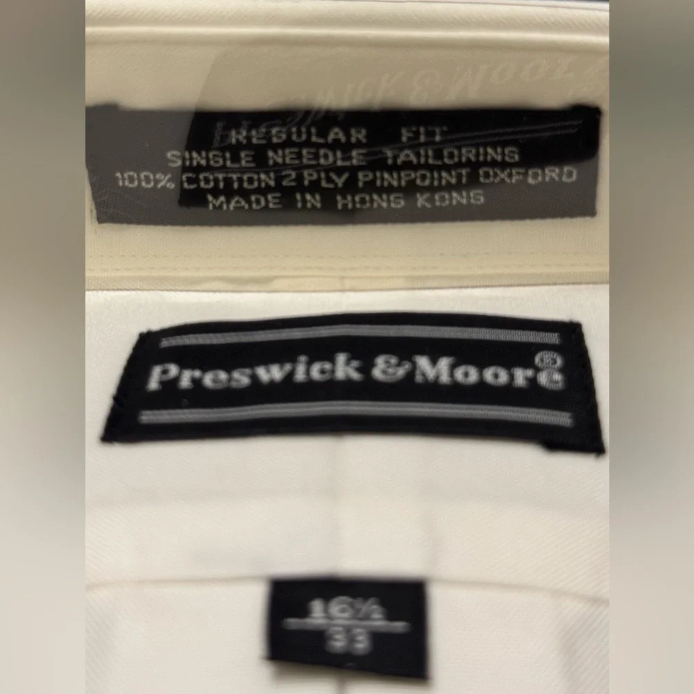 Preswick & Moore Men's Cream Dress Shirt with Point Collar - Picture 4 of 6